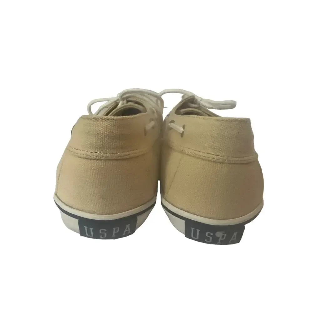 US Polo Assn Mens‎ Canvas Boat Shoes Tan Beige Deck Nautical Old Money Summer
